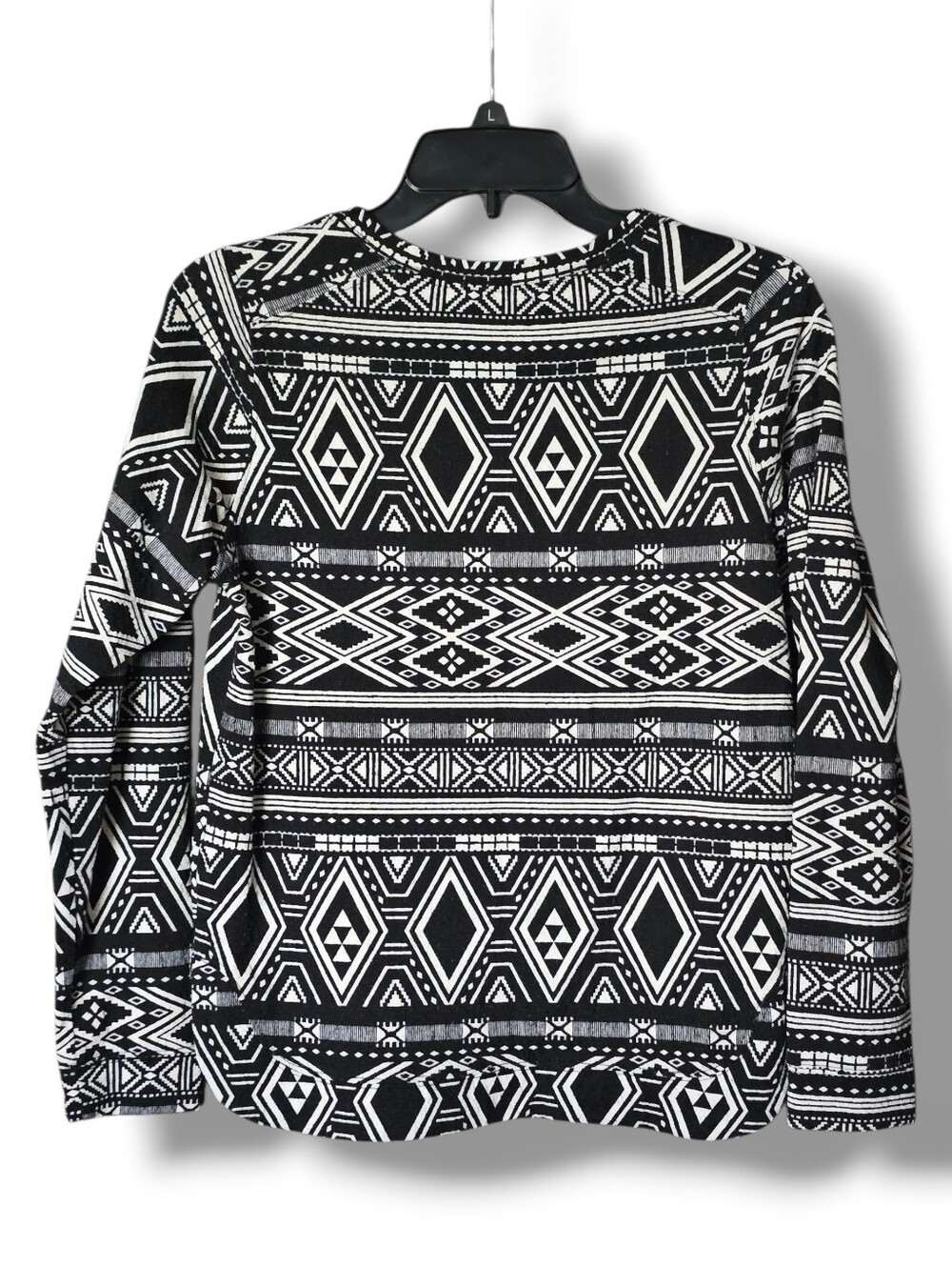H&M Black and White Aztec Print Long Sleeve Top - Size XS - Picture 2 of 4